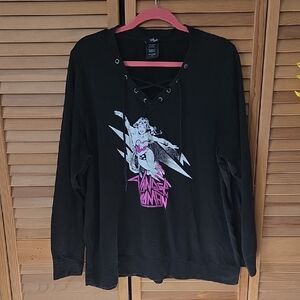 Black Wonder Woman Graphic Lace-Up Top From Torrid